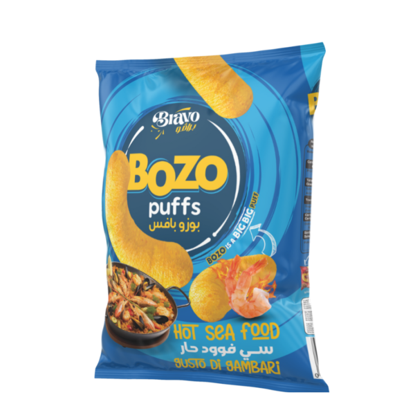 Bozo Puffs Hot Seafood – Ein kräftiger und würziger Meeresgeschmack !15 Packungen pro Karton
